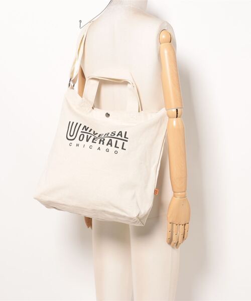 UNIVERSAL OVERALL（ユニバーサルオーバーオール）の「UNIVERSAL OVERALL　ユニバーサルオーバール　スーベニアコットン2WAYトート（トートバッグ・レディース・ホワイト/ホワイト系/ブラック系/ブラック・FREE）」の14枚目の写真