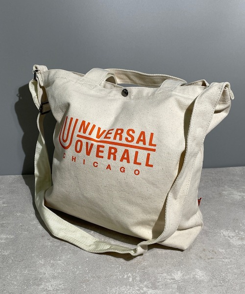 UNIVERSAL OVERALL（ユニバーサルオーバーオール）の「UNIVERSAL OVERALL　ユニバーサルオーバール　スーベニアコットン2WAYトート（トートバッグ・レディース・ホワイト/ホワイト系/ブラック系/ブラック・FREE）」の2枚目の写真
