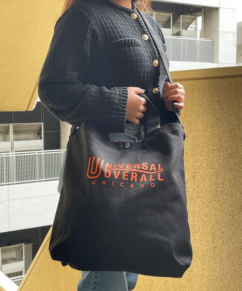 UNIVERSAL OVERALL（ユニバーサルオーバーオール）の「UNIVERSAL OVERALL　ユニバーサルオーバール　スーベニアコットン2WAYトート（トートバッグ・レディース・ホワイト/ホワイト系/ブラック系/ブラック・FREE）」の4枚目の写真