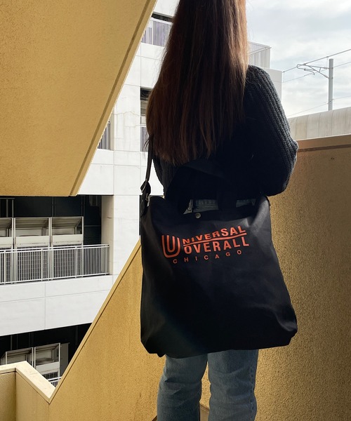 UNIVERSAL OVERALL（ユニバーサルオーバーオール）の「UNIVERSAL OVERALL　ユニバーサルオーバール　スーベニアコットン2WAYトート（トートバッグ・レディース・ホワイト/ホワイト系/ブラック系/ブラック・FREE）」の6枚目の写真