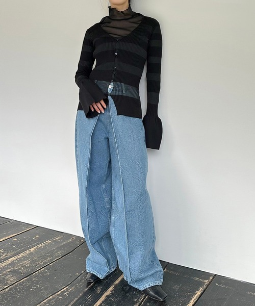 LE CIEL BLEU ランダムストライプニットパンツ LE CIEL BLEU（ルシェルブルー） パンツ ランダムストライプニット