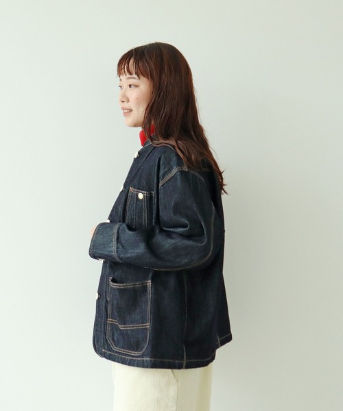 PAR ICI（パーリッシィ）の「12.5OZデニム カバーオール (ネイビー)（カバーオール・レディース・ネイビー/サックスブルー・M/S）」の22枚目の写真