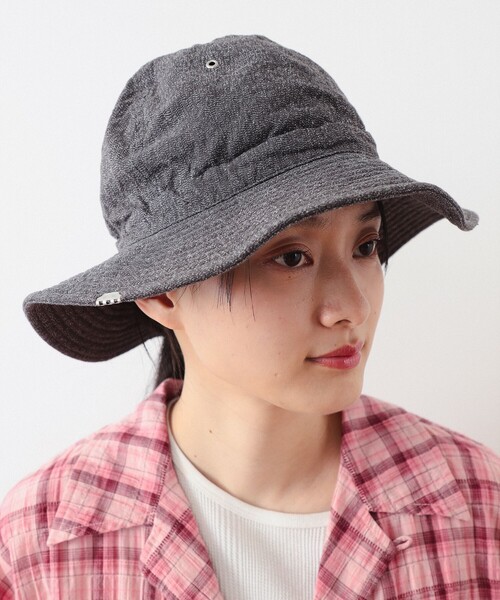 BEAMS BOY(ビームスボーイ)の「DECHO × BEAMS BOY / 別注 シャンブレー ハンターハット(ハット・レディース・ブラック/インディゴブルー・ONE SIZE)」の3枚目の写真