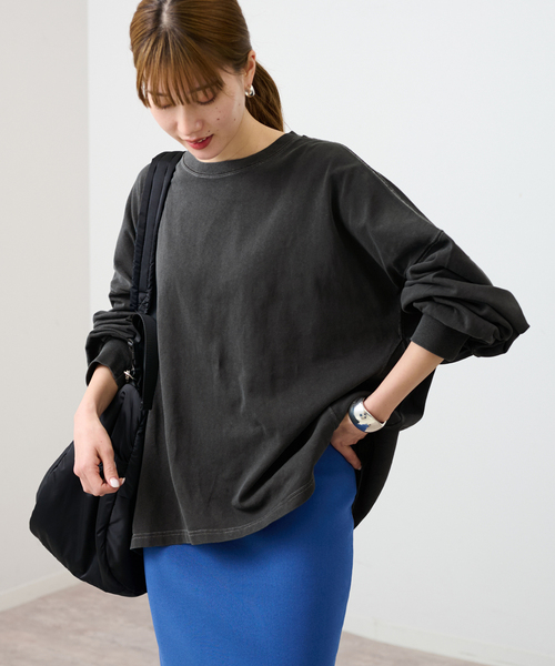 FRAMeWORK(フレームワーク)の「【mean machine age/ミーンマシーンエイジ】別注CROPPED LS TEE(Tシャツ/カットソー・レディース・チャコールグレー/ホワイト系その他・FREE)」の1枚目の写真