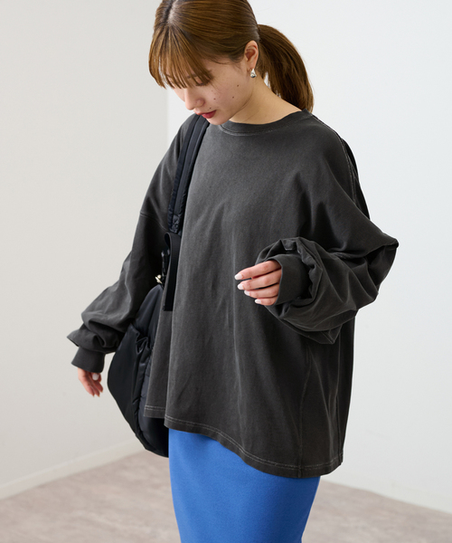 FRAMeWORK(フレームワーク)の「【mean machine age/ミーンマシーンエイジ】別注CROPPED LS TEE(Tシャツ/カットソー・レディース・チャコールグレー/ホワイト系その他・FREE)」の13枚目の写真