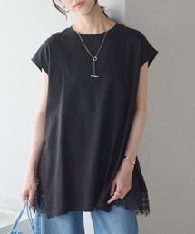 【USAコットン】ロングスリットノースリーブTシャツ
