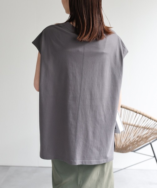 新色追加]USAコットンクールタックノースリーブTシャツ