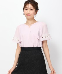 ■2024春夏新作■刺繍ケープ袖ブラウス/MM418105