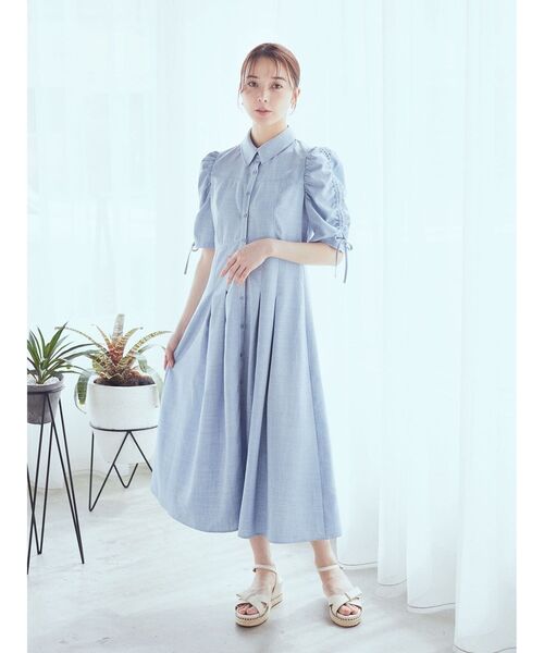 earth music&ecology（アースミュージックアンドエコロジー）の「袖ドロストシャツワンピース（シャツワンピース・レディース・ブルー/ベージュ・FREE）」の22枚目の写真