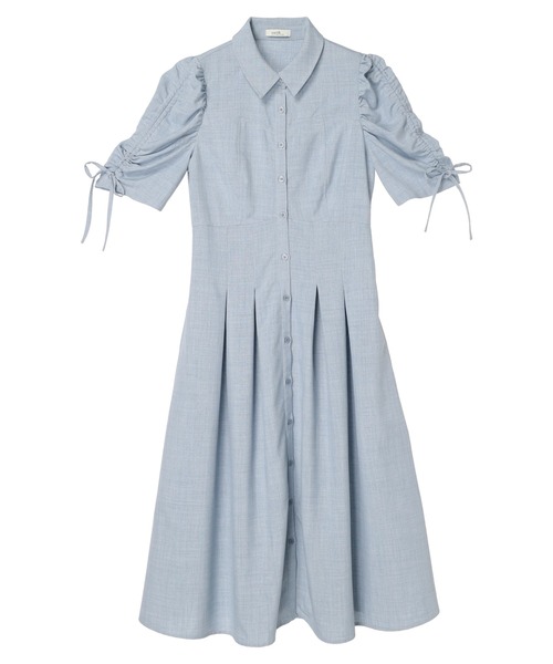 earth music&ecology（アースミュージックアンドエコロジー）の「袖ドロストシャツワンピース（シャツワンピース・レディース・ブルー/ベージュ・FREE）」の8枚目の写真