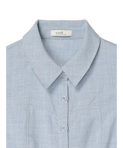 earth music&ecology（アースミュージックアンドエコロジー）の「袖ドロストシャツワンピース（シャツワンピース・レディース・ブルー/ベージュ・FREE）」の10枚目の写真