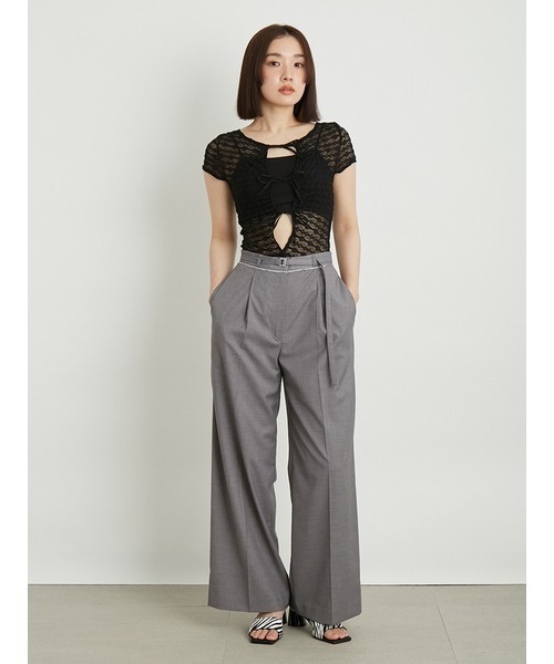 LILY BROWN（リリーブラウン）の「ツイルセンタープレスワイドパンツ（スラックス・レディース・グレー/ブラック/ピンク・1/0）」の13枚目の写真