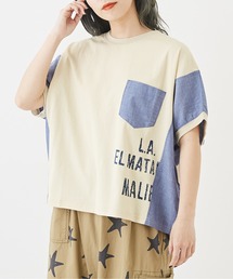 CUBE SUGAR（キューブシュガー）の「シャンブレー×OE天竺カットソー切替コクーンTシャツ（Tシャツ/カットソー）」