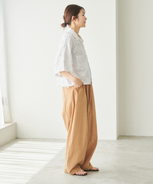 crinkle crinkle crinkl 3Dエンブロイダリーシャツ crinkle ブラウス シャツ 「SHIPS別注」crinkle crinkle:エン