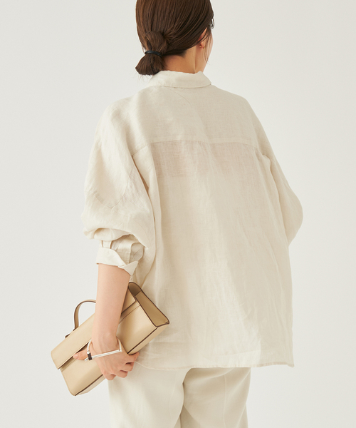plage(プラージュ)の「Linen Short シャツ(シャツ/ブラウス・レディース・ピンク系その他/ブラック/ベージュ/サックスブルー・FREE)」の9枚目の写真