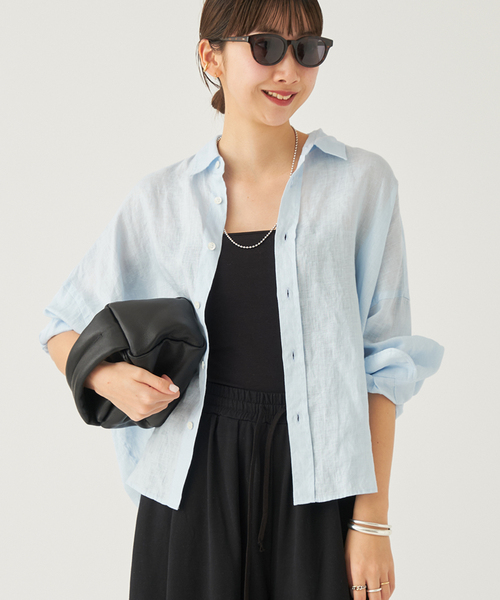 plage(プラージュ)の「Linen Short シャツ(シャツ/ブラウス・レディース・ピンク系その他/ブラック/ベージュ/サックスブルー・FREE)」の13枚目の写真
