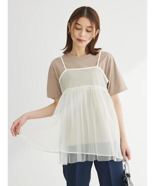 Green　Parks（グリーンパークス）の「リバーシブルチュールビスチェ（キャミソール・レディース・グレー/アイボリー/ブラック・FREE）」の12枚目の写真