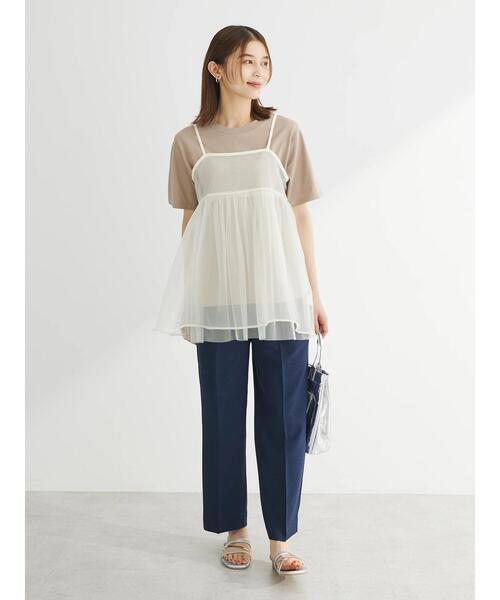 Green　Parks（グリーンパークス）の「リバーシブルチュールビスチェ（キャミソール・レディース・グレー/アイボリー/ブラック・FREE）」の9枚目の写真