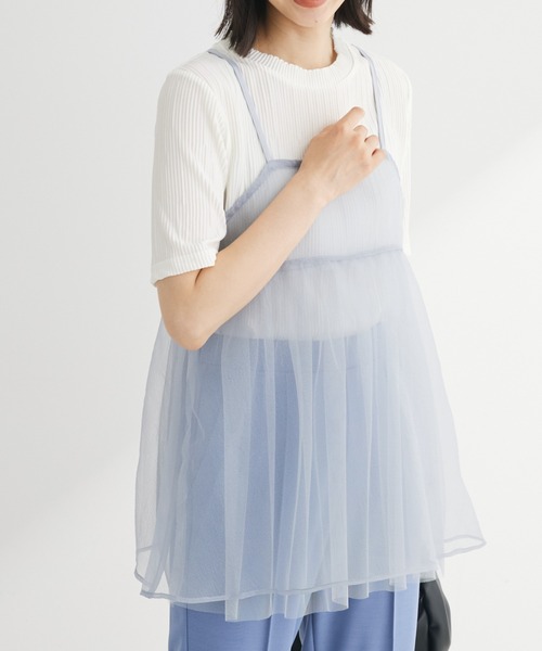 Green　Parks（グリーンパークス）の「リバーシブルチュールビスチェ（キャミソール・レディース・グレー/アイボリー/ブラック・FREE）」の3枚目の写真