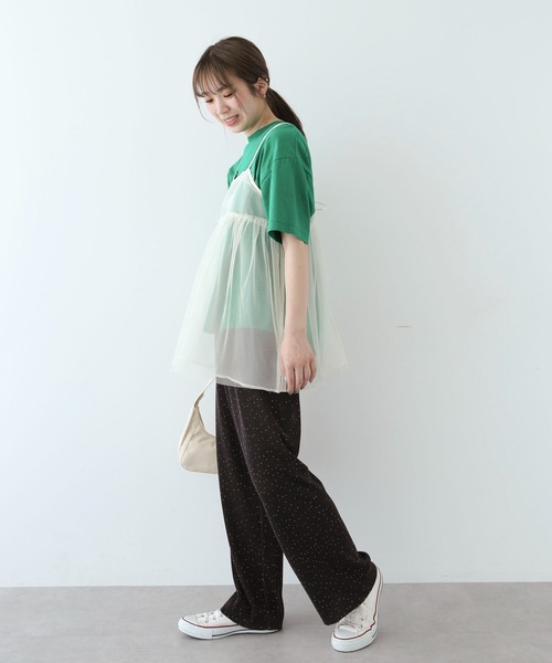 Green　Parks（グリーンパークス）の「リバーシブルチュールビスチェ（キャミソール・レディース・グレー/アイボリー/ブラック・FREE）」の5枚目の写真