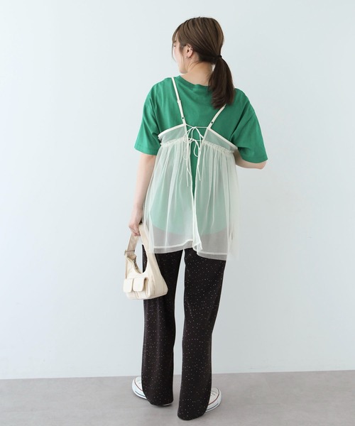 Green　Parks（グリーンパークス）の「リバーシブルチュールビスチェ（キャミソール・レディース・グレー/アイボリー/ブラック・FREE）」の6枚目の写真