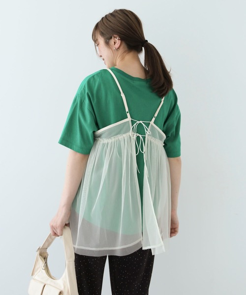 Green　Parks（グリーンパークス）の「リバーシブルチュールビスチェ（キャミソール・レディース・グレー/アイボリー/ブラック・FREE）」の7枚目の写真