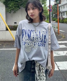 AS KNOW AS plus | ◎フラワー刺繍重ねロゴプリント　ビッグシルエットTシャツ【UNISEX ITEM】(Tシャツ/カットソー)