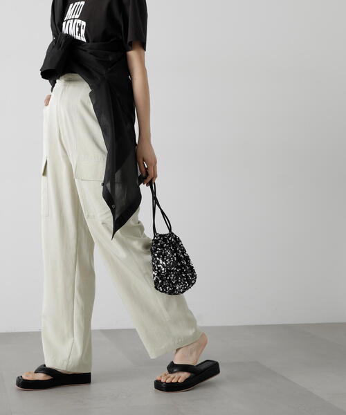 N.(N. Natural Beauty Basic)(エヌエヌナチュラルビューティーベーシック)の「◆ツイルテーパーカーゴパンツ(カーゴパンツ・レディース・ベージュ/ピンク・MEDIUM)」の4枚目の写真