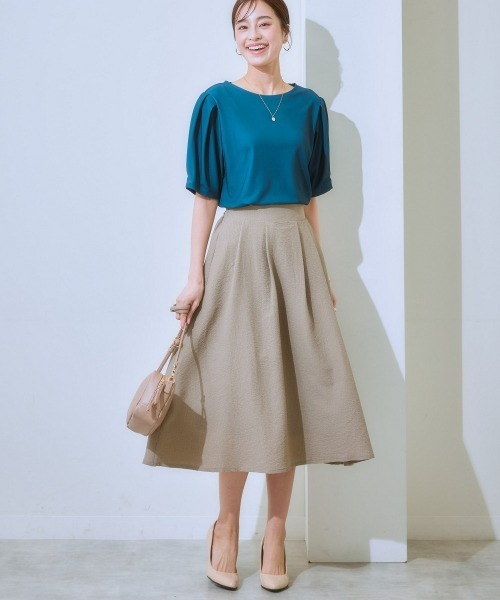 7days Life Styling(セブンデイズライフスタイリング)の「ジャガード素材フロントタックフレアスカート(スカート・レディース・ブラック/ベージュ/グリーン・LL/M/S/L)」の11枚目の写真