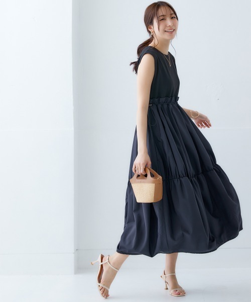 nissen（ニッセン）の「ドッキングボリュームワンピース（ワンピース・レディース・チャコール/ブラック・LL/M/L/S）」の7枚目の写真