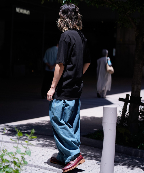 アングラン　 Balloon Pants ANGLAN/アングラン-Unbalance Long Tuck Denim Balloon Pants