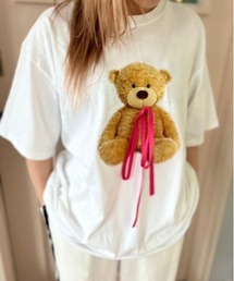 ipugo/イプゴ リボン付き ベア ビッグTシャツ 秋物 秋服 2026年秋冬