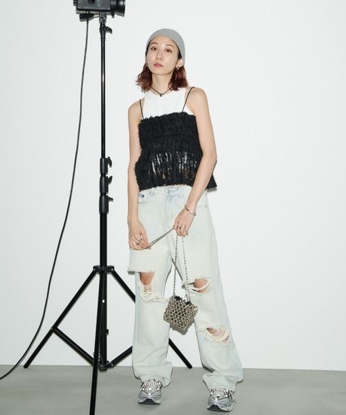 Auntie Rosa Holiday（アンティローザホリデー）の「フリンジジャガードビスチェキャミ（その他トップス・レディース・ブラック/アイボリー・FREE）」の20枚目の写真