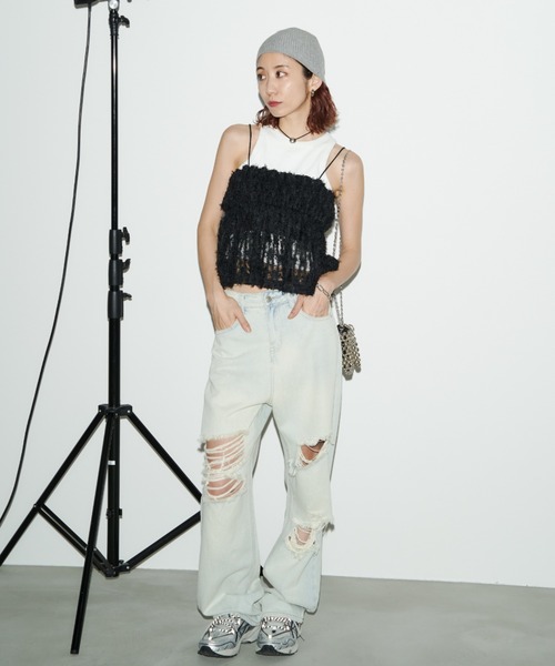 Auntie Rosa Holiday（アンティローザホリデー）の「フリンジジャガードビスチェキャミ（その他トップス・レディース・ブラック/アイボリー・FREE）」の21枚目の写真