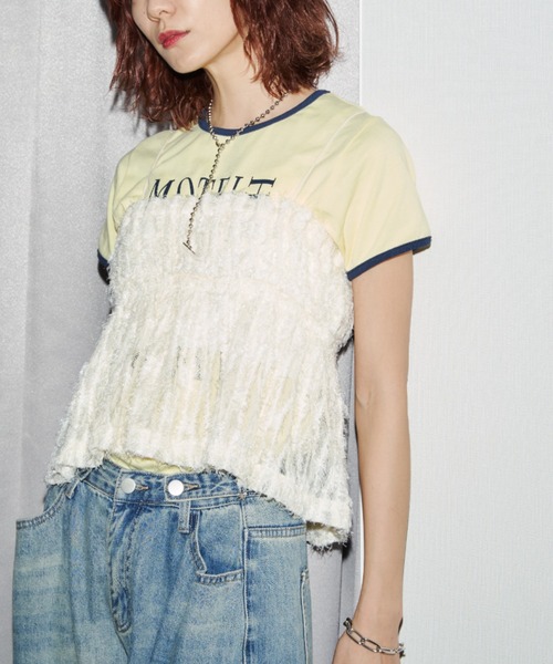 Auntie Rosa Holiday（アンティローザホリデー）の「フリンジジャガードビスチェキャミ（その他トップス・レディース・ブラック/アイボリー・FREE）」の3枚目の写真