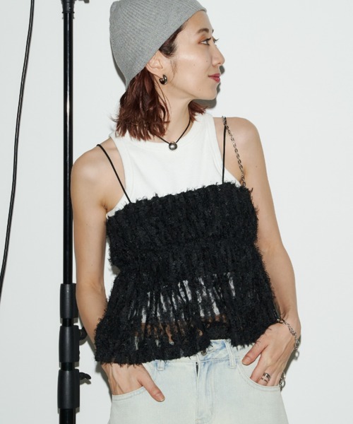 Auntie Rosa Holiday（アンティローザホリデー）の「フリンジジャガードビスチェキャミ（その他トップス・レディース・ブラック/アイボリー・FREE）」の15枚目の写真