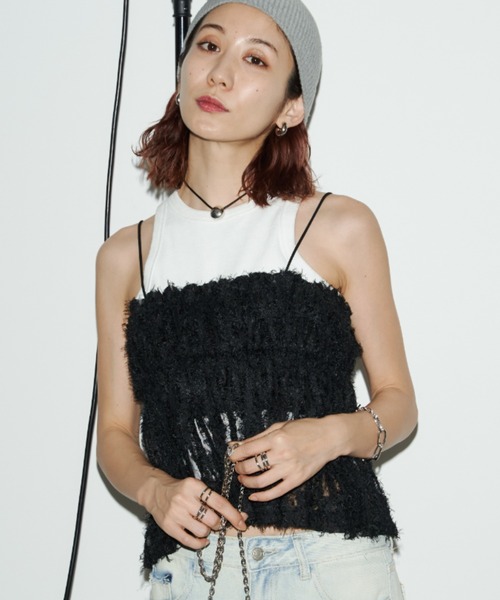 Auntie Rosa Holiday（アンティローザホリデー）の「フリンジジャガードビスチェキャミ（その他トップス・レディース・ブラック/アイボリー・FREE）」の16枚目の写真
