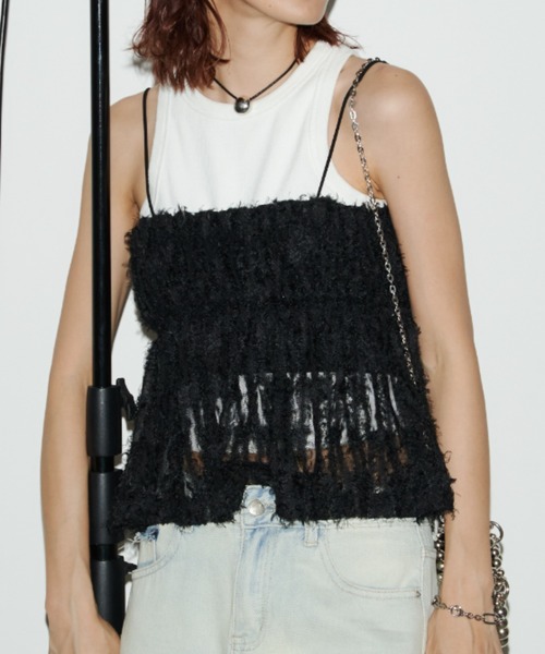 Auntie Rosa Holiday（アンティローザホリデー）の「フリンジジャガードビスチェキャミ（その他トップス・レディース・ブラック/アイボリー・FREE）」の14枚目の写真
