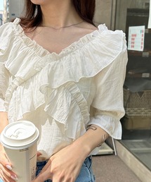 2WAYオフショルフリルブラウス