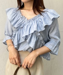 2WAYオフショルフリルブラウス