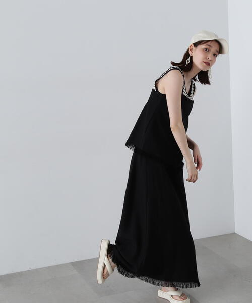 N.(N. Natural Beauty Basic)(エヌエヌナチュラルビューティーベーシック)の「◆フリンジキャミスカートセット(ワンピース・レディース・オレンジ/ブラック/ベージュ・MEDIUM)」の5枚目の写真