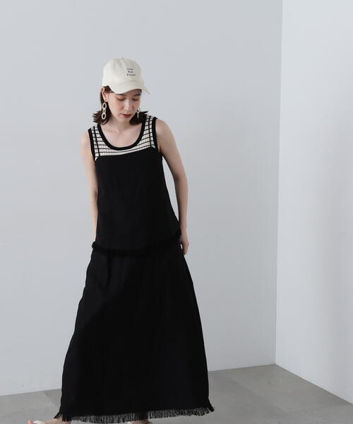 N.(N. Natural Beauty Basic)(エヌエヌナチュラルビューティーベーシック)の「◆フリンジキャミスカートセット(ワンピース・レディース・オレンジ/ブラック/ベージュ・MEDIUM)」の7枚目の写真