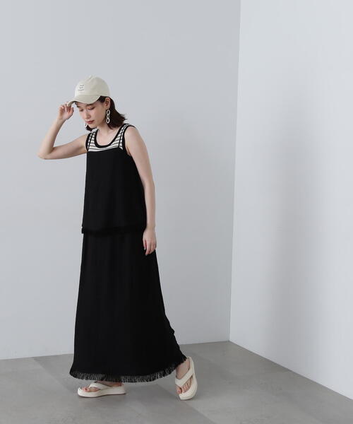 N.(N. Natural Beauty Basic)(エヌエヌナチュラルビューティーベーシック)の「◆フリンジキャミスカートセット(ワンピース・レディース・オレンジ/ブラック/ベージュ・MEDIUM)」の8枚目の写真