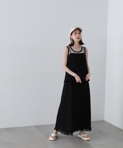 N.(N. Natural Beauty Basic)(エヌエヌナチュラルビューティーベーシック)の「◆フリンジキャミスカートセット(ワンピース・レディース・オレンジ/ブラック/ベージュ・MEDIUM)」の11枚目の写真