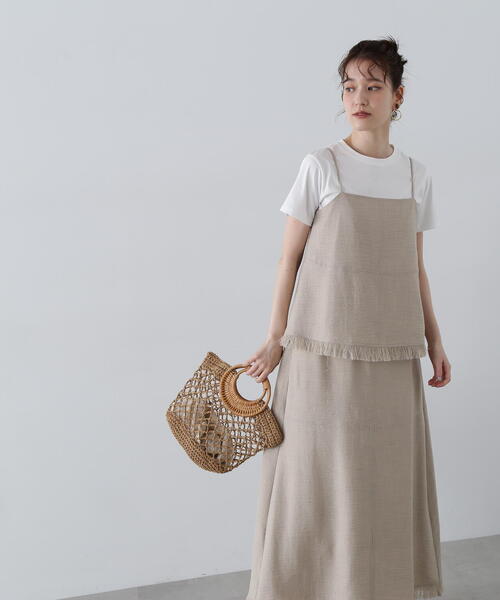 N.(N. Natural Beauty Basic)(エヌエヌナチュラルビューティーベーシック)の「◆フリンジキャミスカートセット(ワンピース・レディース・オレンジ/ブラック/ベージュ・MEDIUM)」の14枚目の写真