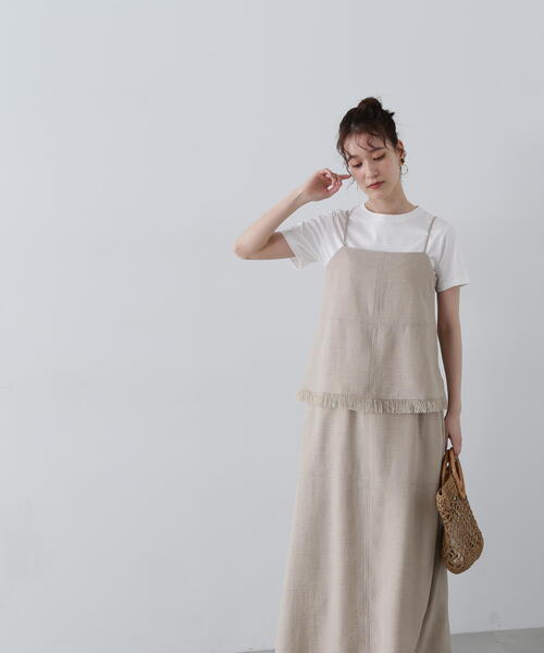 N.(N. Natural Beauty Basic)(エヌエヌナチュラルビューティーベーシック)の「◆フリンジキャミスカートセット(ワンピース・レディース・オレンジ/ブラック/ベージュ・MEDIUM)」の15枚目の写真