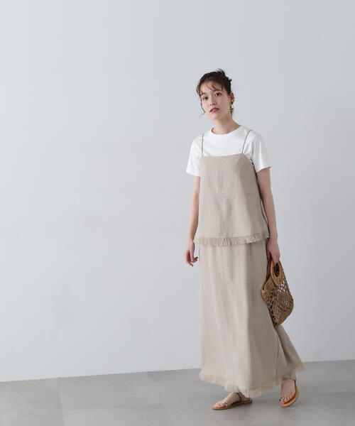 N.(N. Natural Beauty Basic)(エヌエヌナチュラルビューティーベーシック)の「◆フリンジキャミスカートセット(ワンピース・レディース・オレンジ/ブラック/ベージュ・MEDIUM)」の16枚目の写真