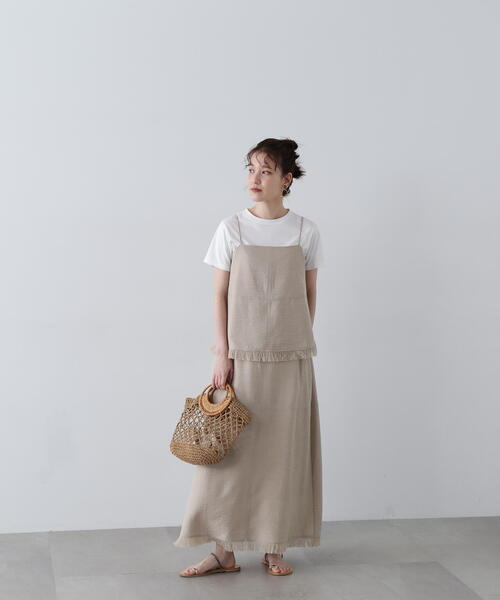 N.(N. Natural Beauty Basic)(エヌエヌナチュラルビューティーベーシック)の「◆フリンジキャミスカートセット(ワンピース・レディース・オレンジ/ブラック/ベージュ・MEDIUM)」の17枚目の写真