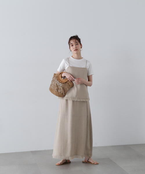 N.(N. Natural Beauty Basic)(エヌエヌナチュラルビューティーベーシック)の「◆フリンジキャミスカートセット(ワンピース・レディース・オレンジ/ブラック/ベージュ・MEDIUM)」の18枚目の写真