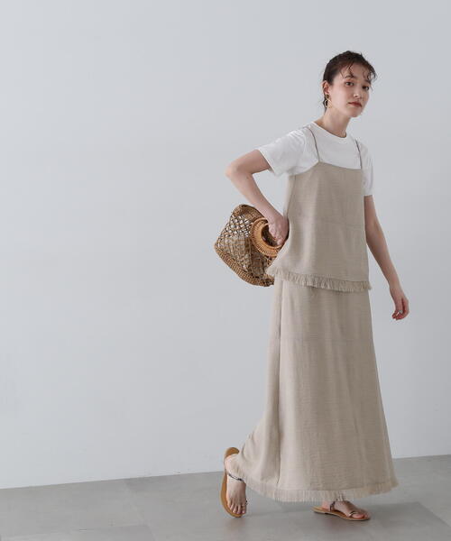 N.(N. Natural Beauty Basic)(エヌエヌナチュラルビューティーベーシック)の「◆フリンジキャミスカートセット(ワンピース・レディース・オレンジ/ブラック/ベージュ・MEDIUM)」の19枚目の写真